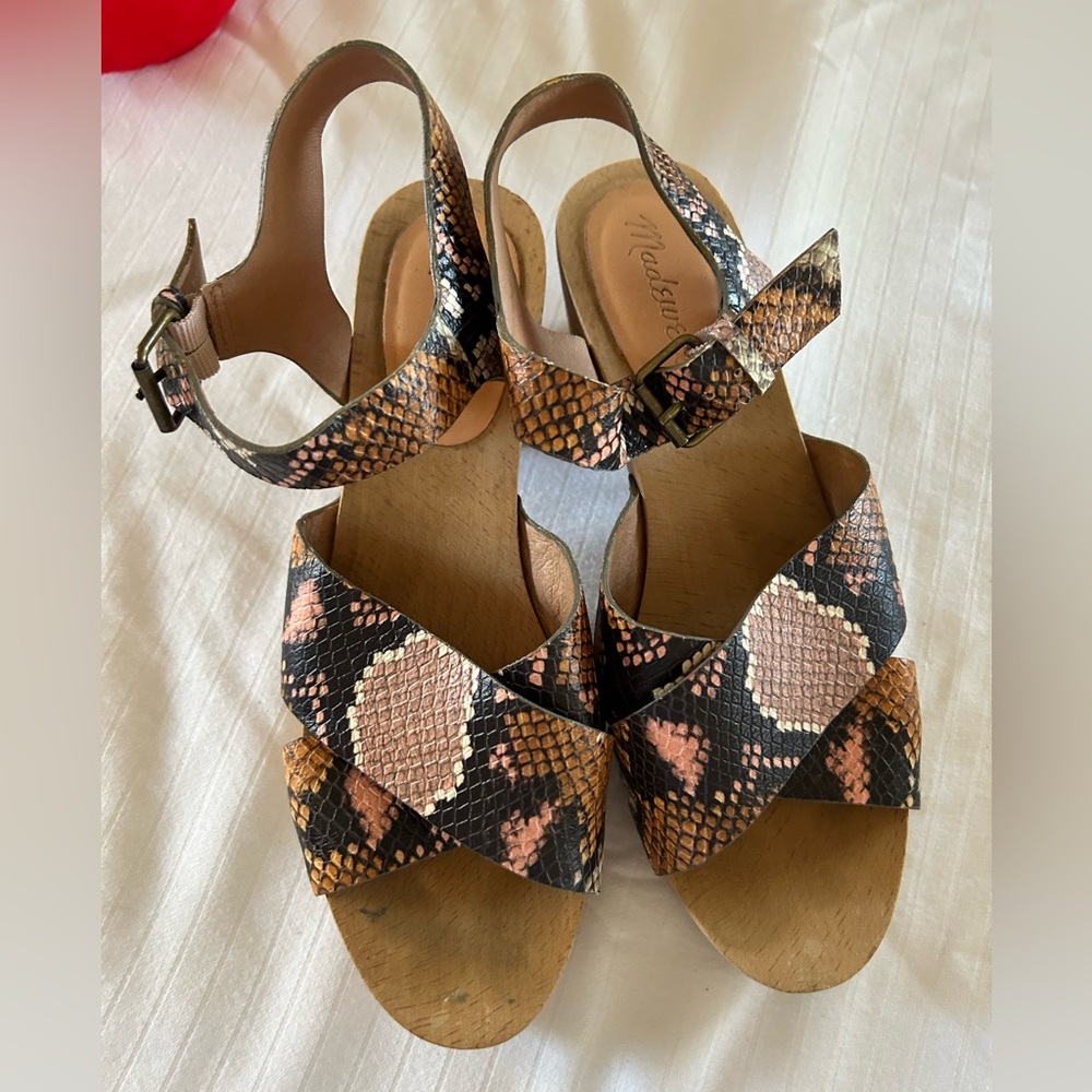 Madewell Snakeskin Sandals - Brown and Pink